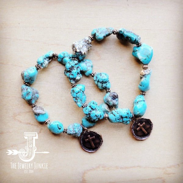 Chunky Blue Turquoise Beaded Bracelet - Blu Lotus Boutique