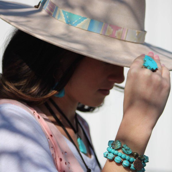 Chunky Blue Turquoise Beaded Bracelet - Blu Lotus Boutique