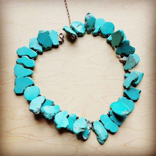Chunky Blue Turquoise Slab Collar Necklace - Blu Lotus Boutique