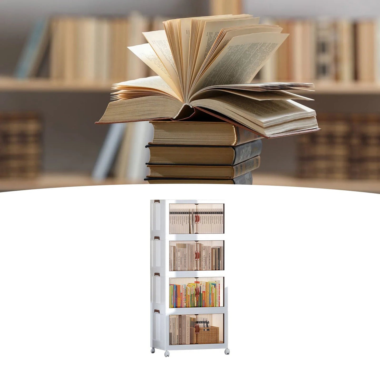 Clearance Deal Folding Children Snack Storage Cabinet Space Saving Organizer Multifunctional Plastic Living Room Baby Wardrobe - Blu Lotus Boutique