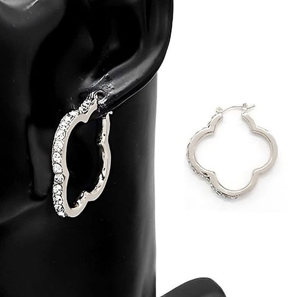 Clover Shape Outline Dangle Hoop Earrings - Blu Lotus Boutique