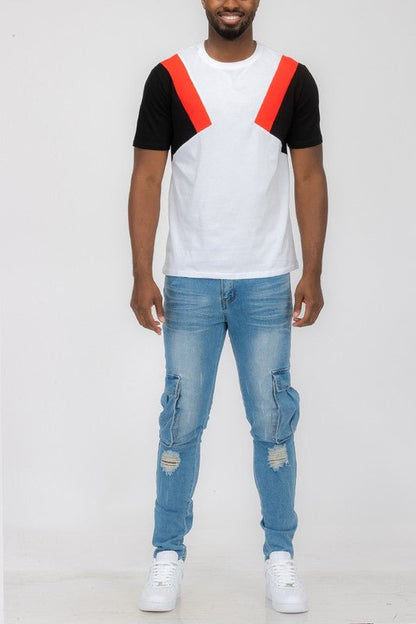Color Block Short Sleeve Tshirt - Blu Lotus Boutique