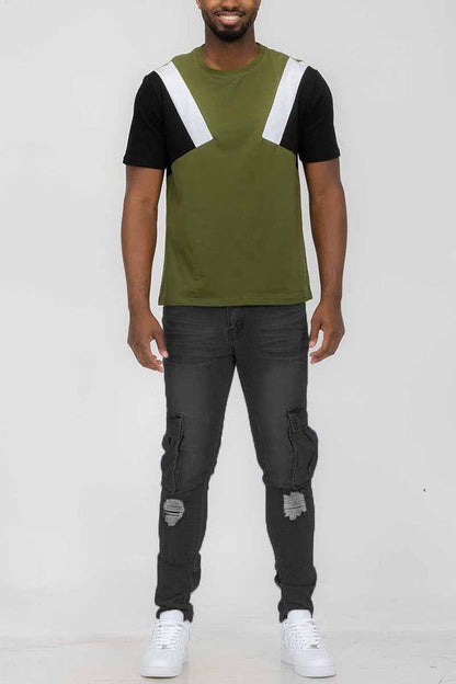 Color Block Short Sleeve Tshirt - Blu Lotus Boutique