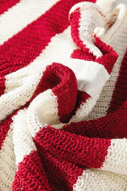 Colorblock Stripe V - Neck 3/4 Sleeve Sweater - Blu Lotus Boutique