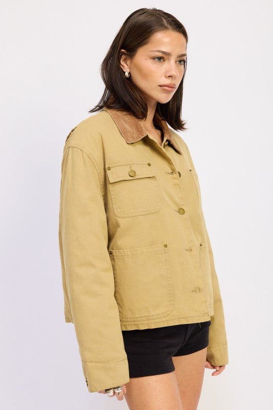COMBO CHORE JACKET WITH POCKETS - Blu Lotus Boutique