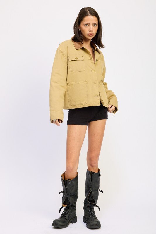 COMBO CHORE JACKET WITH POCKETS - Blu Lotus Boutique