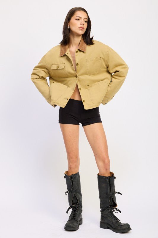 COMBO CHORE JACKET WITH POCKETS - Blu Lotus Boutique