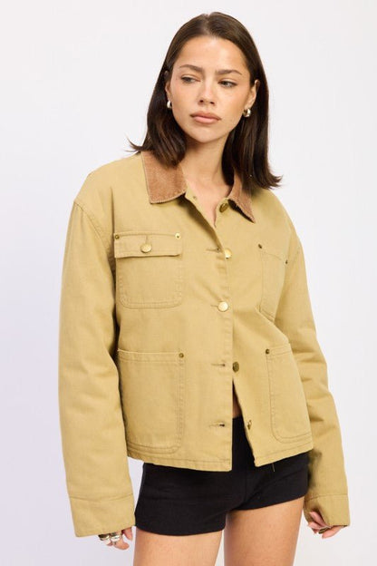 COMBO CHORE JACKET WITH POCKETS - Blu Lotus Boutique