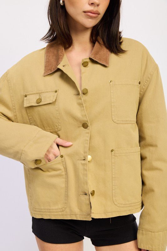 COMBO CHORE JACKET WITH POCKETS - Blu Lotus Boutique