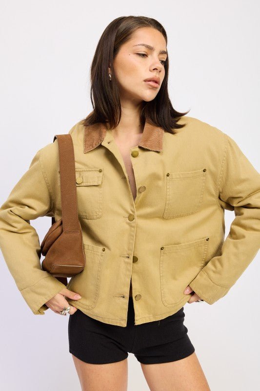 COMBO CHORE JACKET WITH POCKETS - Blu Lotus Boutique