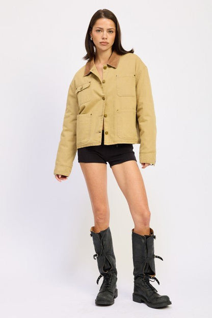 COMBO CHORE JACKET WITH POCKETS - Blu Lotus Boutique