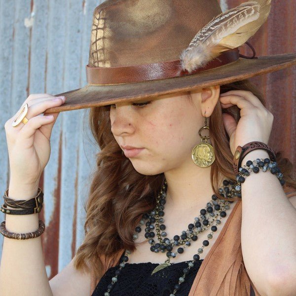 Copper Indian Buffalo Head Earrings - Blu Lotus Boutique