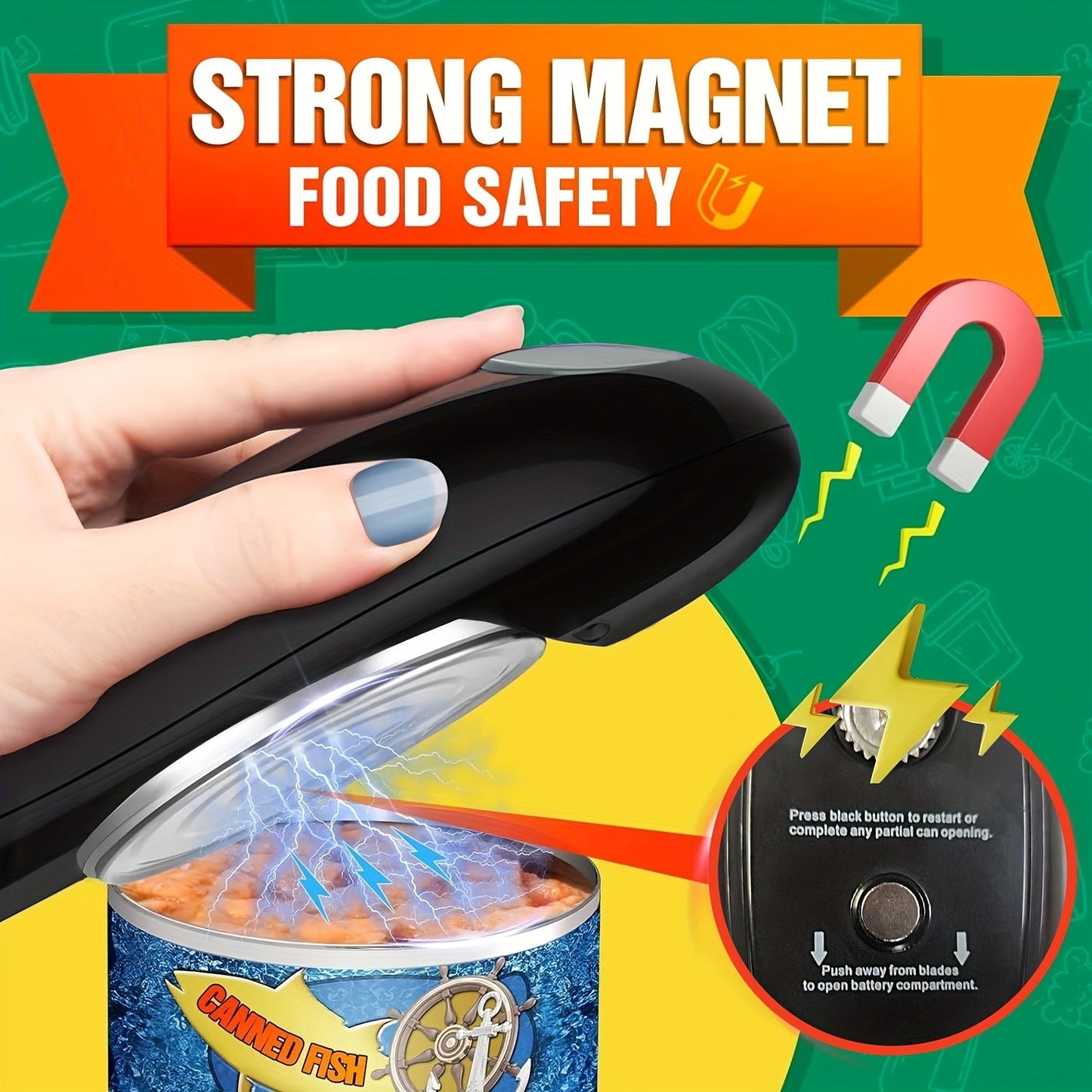 Cordless Electric Can Opener AutoShutoff Safe Edge OneTouch - Blu Lotus Boutique