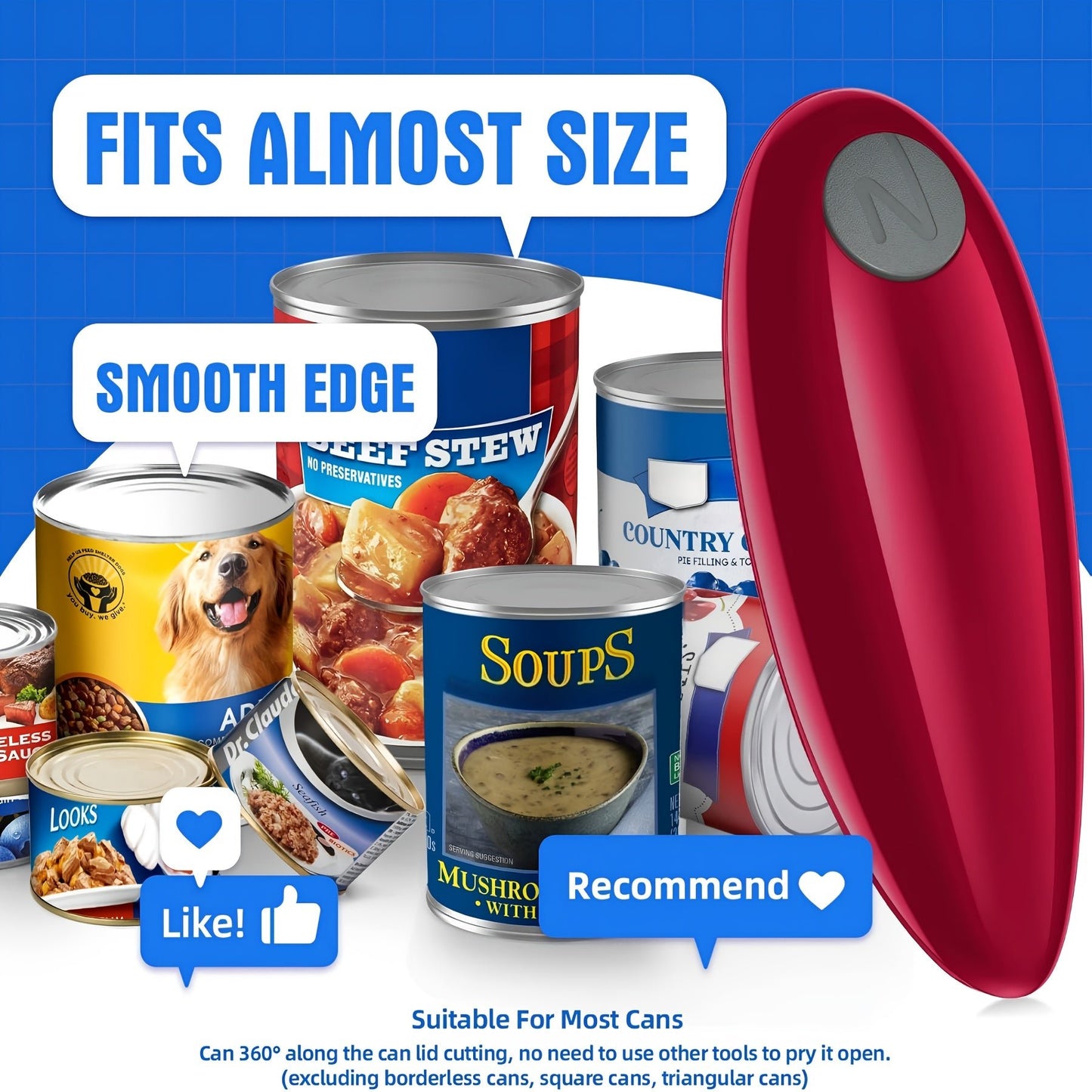 Cordless Electric Can Opener AutoShutoff Safe Edge OneTouch - Blu Lotus Boutique