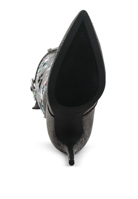 Cornik Multi Color Stones Denim Boots - Blu Lotus Boutique
