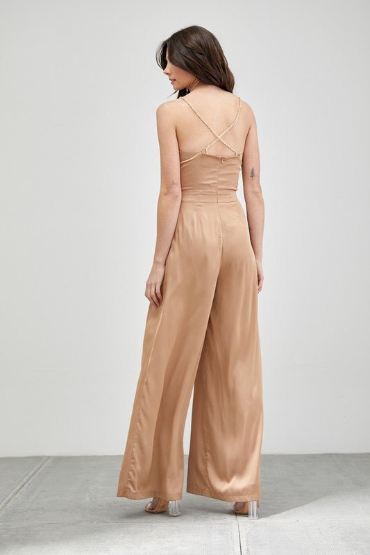 Cowl Neck Trim Detail Jumpsuit - Blu Lotus Boutique