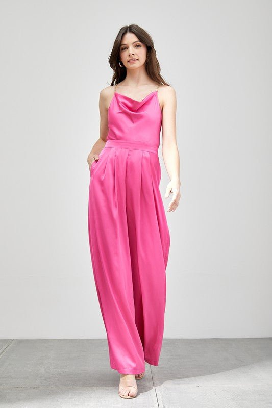 Cowl Neck Trim Detail Jumpsuit - Blu Lotus Boutique