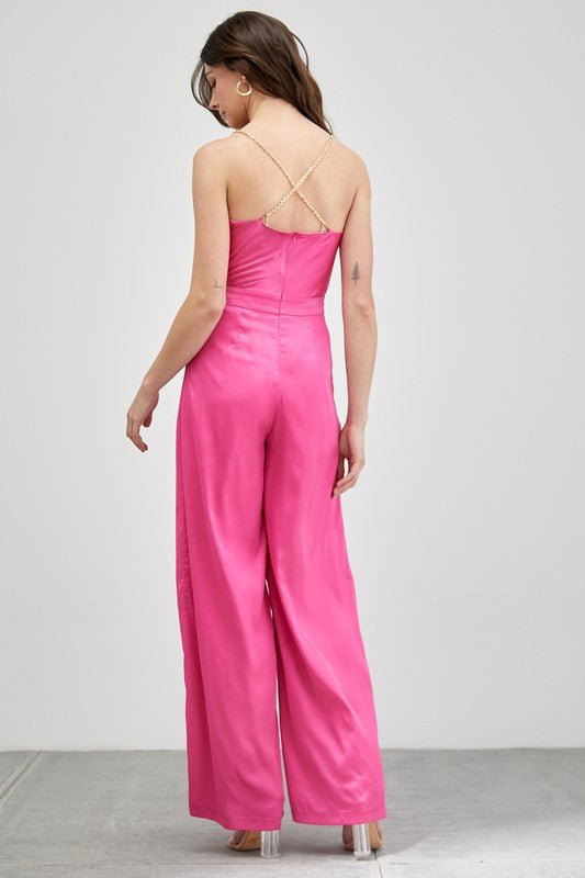 Cowl Neck Trim Detail Jumpsuit - Blu Lotus Boutique