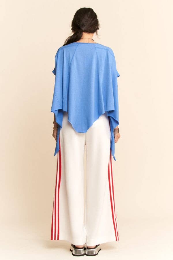 CROCHET TRIM BATWING SLEEVES LOOSE FIT TOP - Blu Lotus Boutique