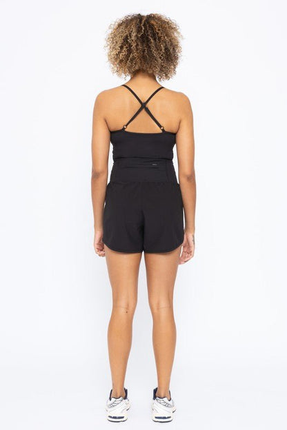 Cross Back Active Romper - Blu Lotus Boutique