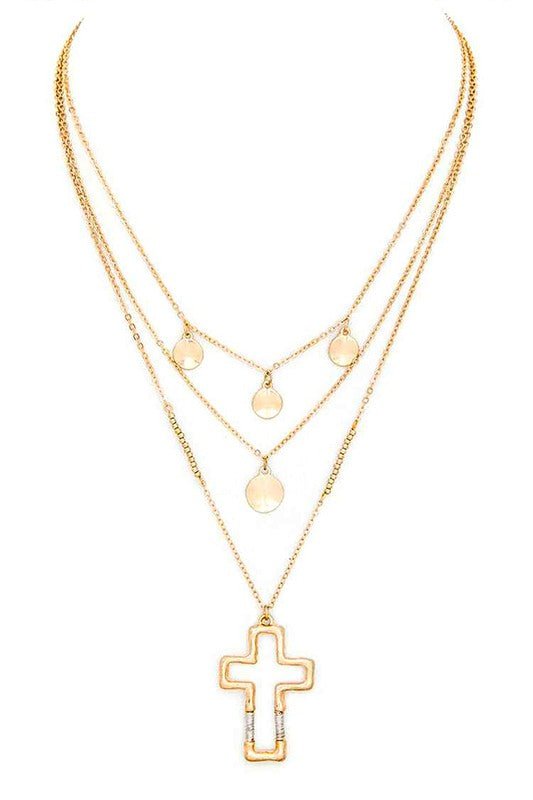 Cross Pendant Layered Necklace - Blu Lotus Boutique
