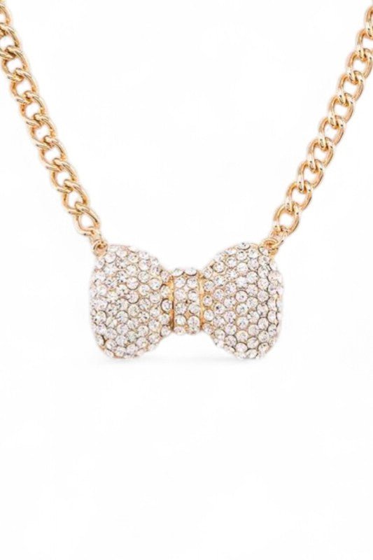 Crystal Bow Iconic Pendant Necklace - Blu Lotus Boutique