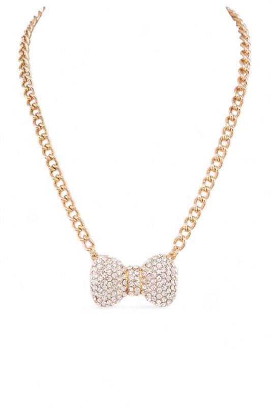 Crystal Bow Iconic Pendant Necklace - Blu Lotus Boutique