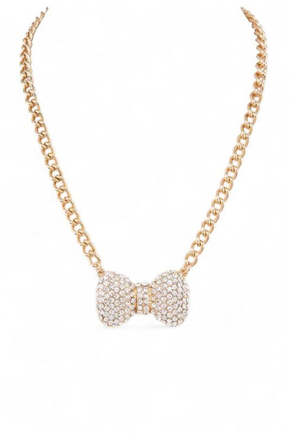 Crystal Bow Iconic Pendant Necklace - Blu Lotus Boutique