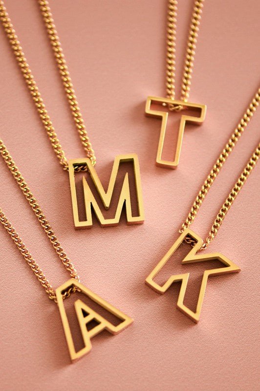 Cutout Initial Letter Personalized Necklace - Blu Lotus Boutique