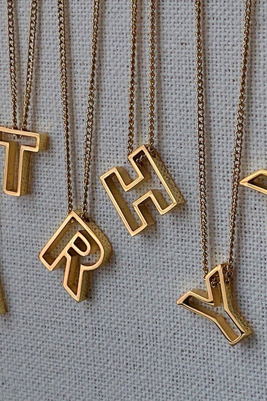Cutout Initial Letter Personalized Necklace - Blu Lotus Boutique
