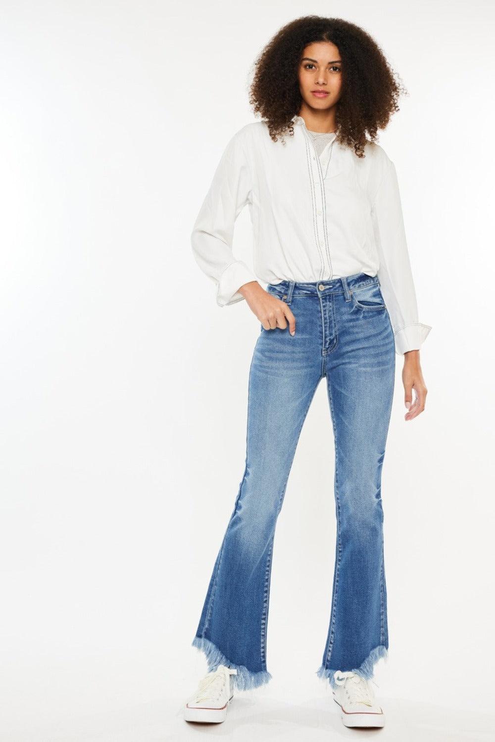 Kancan High Rise Frayed Hem Jeans - Blu Lotus Boutique