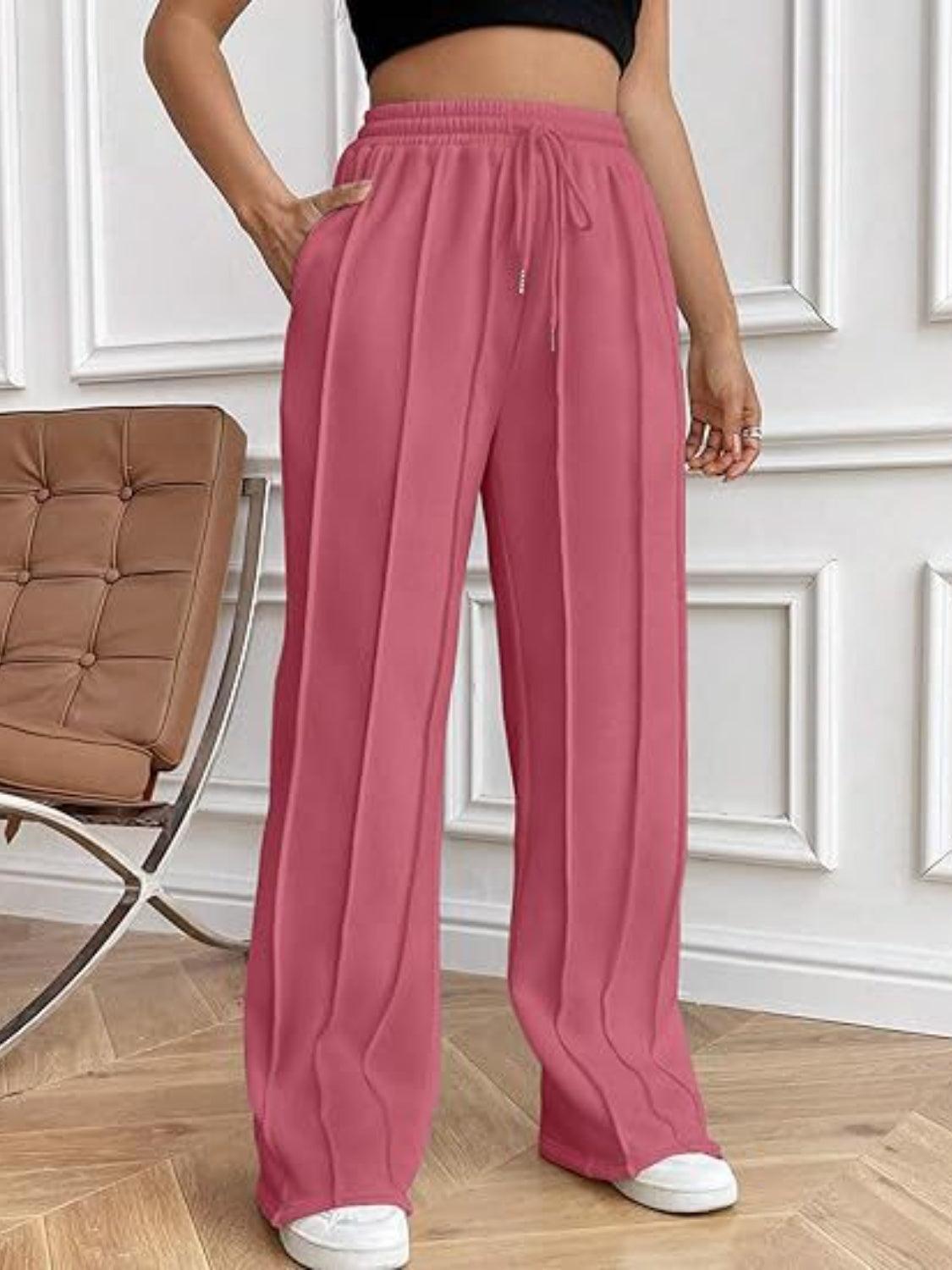 Drawstring Wide Leg Pants with Pockets - Blu Lotus Boutique