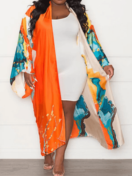 Printed Shawl Coat(Belt not included) - Blu Lotus Boutique