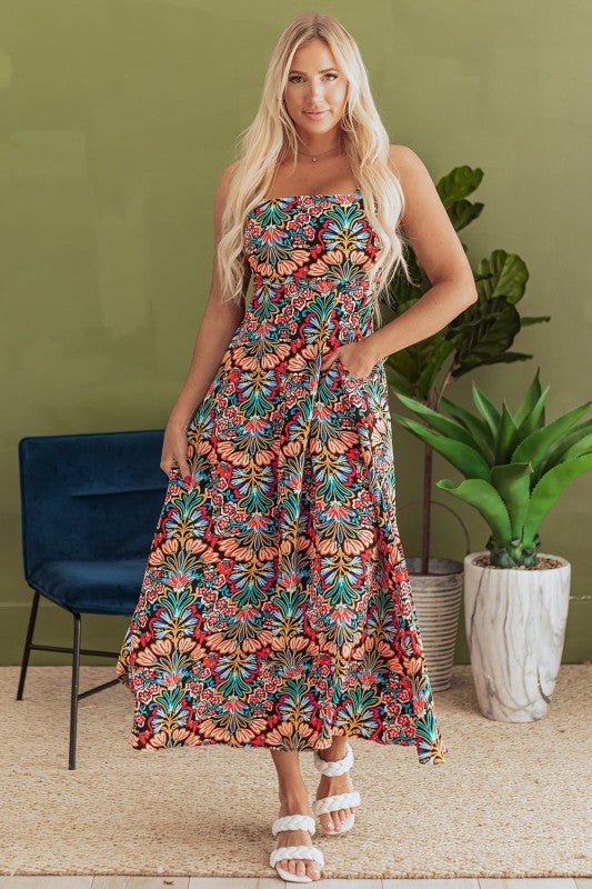 Danielle Boho Floral High Waist Maxi Dress - Blu Lotus Boutique
