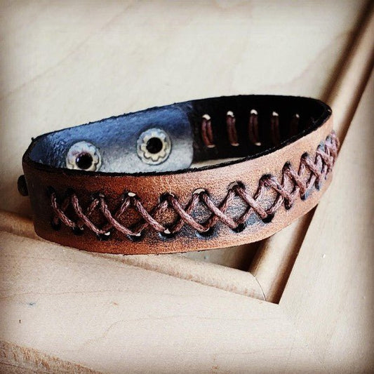 Dark Brown Vinatge Cuff X pattern - Blu Lotus Boutique