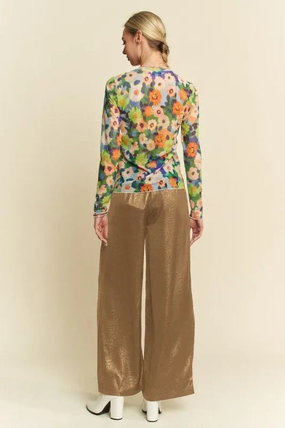 Davi & Dani Crinkled Textured Wide Leg Pants - Blu Lotus Boutique