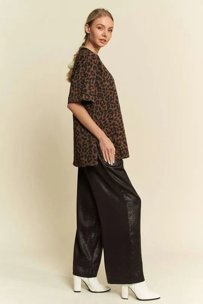 Davi & Dani Crinkled Textured Wide Leg Pants - Blu Lotus Boutique
