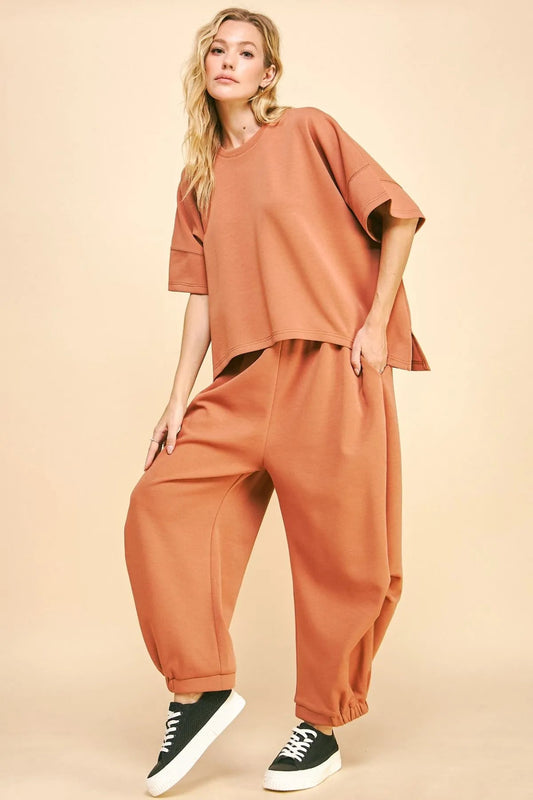 Davi & Dani Flowy Top and Elastic Waist Band Pants Set - Blu Lotus Boutique