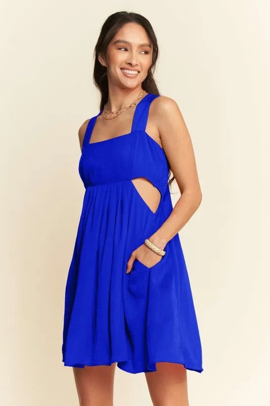 Davi & Dani Washed Satin Cutout Skirt Bandeau Mini Dress - Blu Lotus Boutique