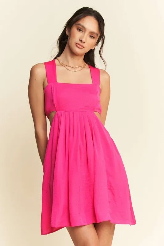 Davi & Dani Washed Satin Cutout Skirt Bandeau Mini Dress - Blu Lotus Boutique
