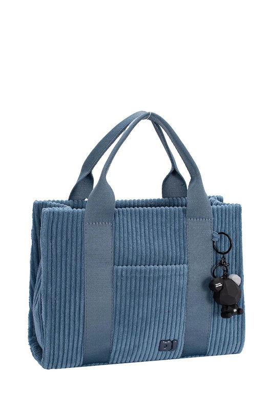 David Jones Corduroy Handbag Bag with Charm Detail - Blu Lotus Boutique