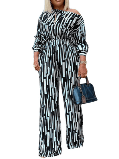 Stripe Print Long-Sleeved Casual Set - Blu Lotus Boutique