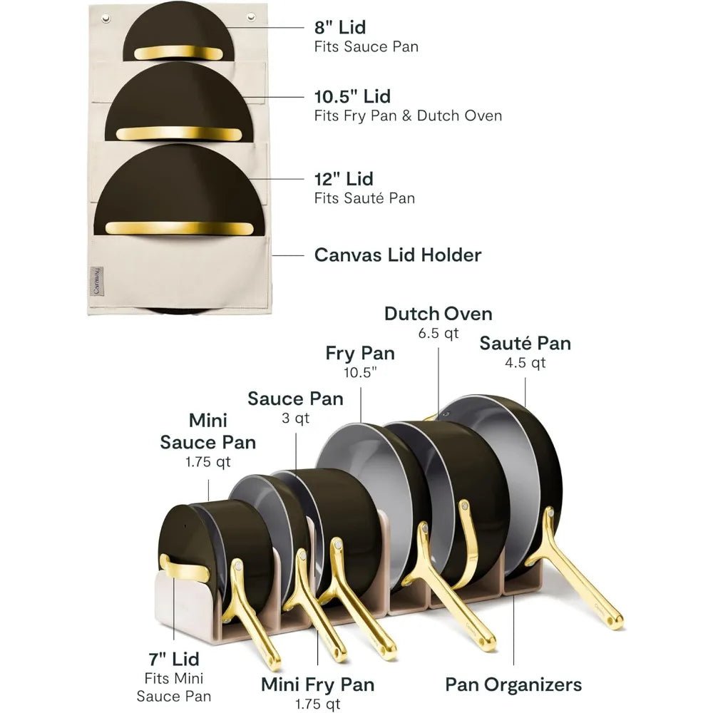 deluxe nonstick ceramic cookware set (16 piece) pots, frying pans, lids and kitchen storage - pfas & pfoa free - oven safe cera - Blu Lotus Boutique