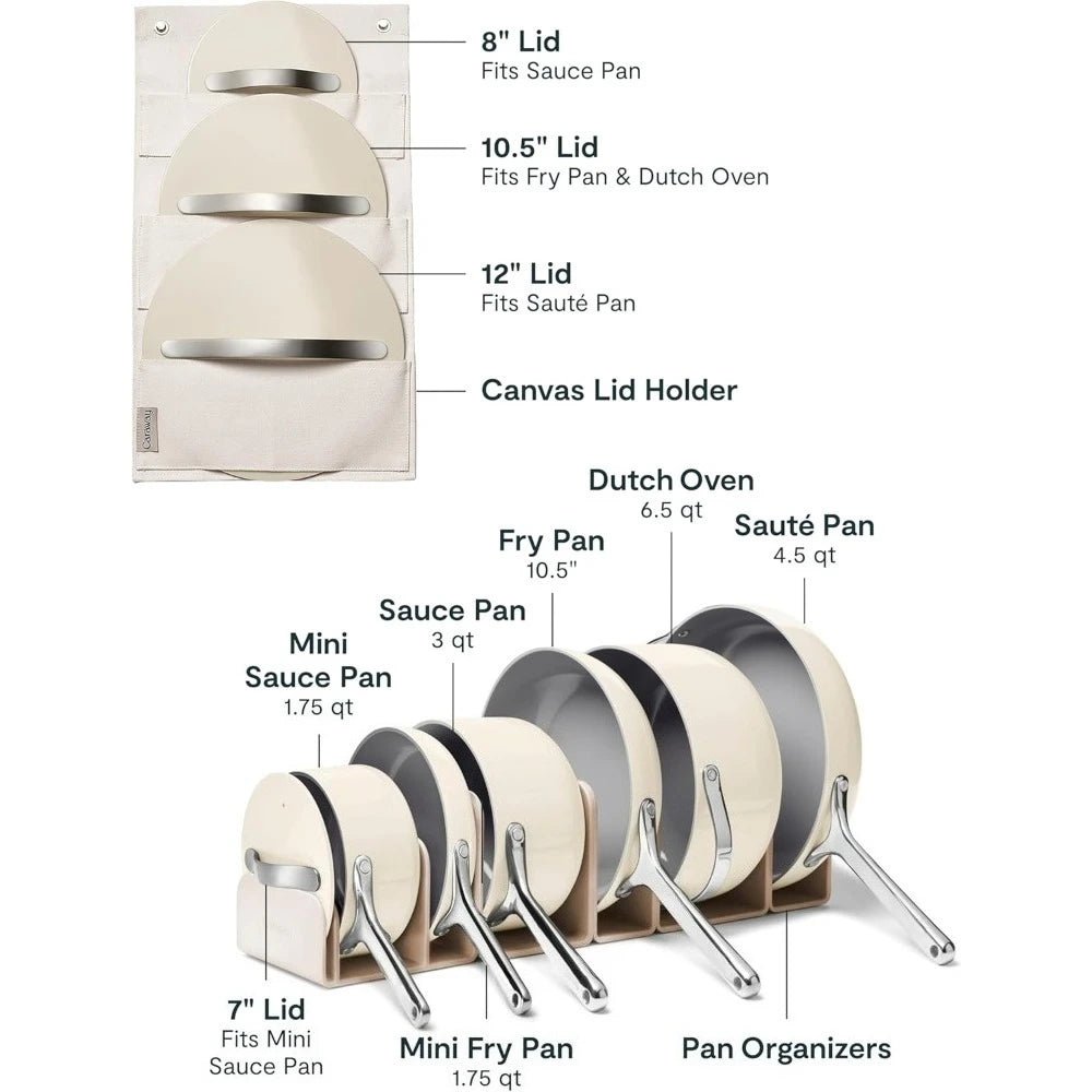 deluxe nonstick ceramic cookware set (16 piece) pots, frying pans, lids and kitchen storage - pfas & pfoa free - oven safe cera - Blu Lotus Boutique