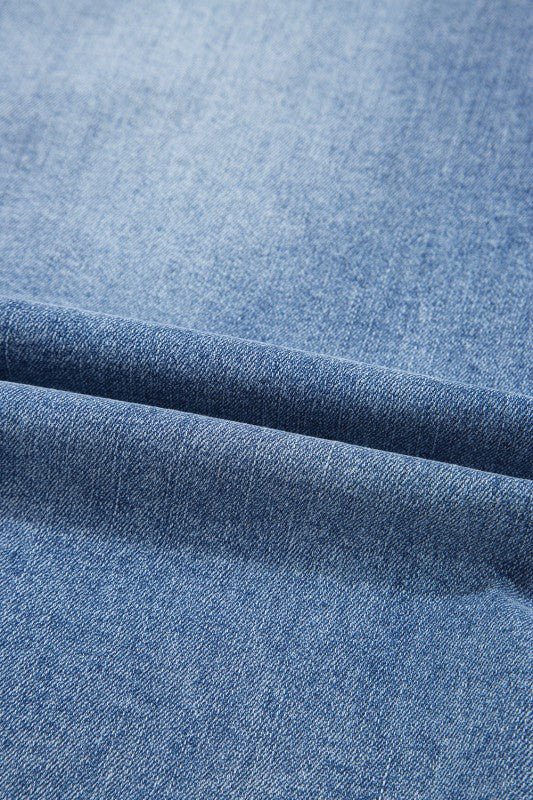 Denim Distressed Midi Skirt - Blu Lotus Boutique