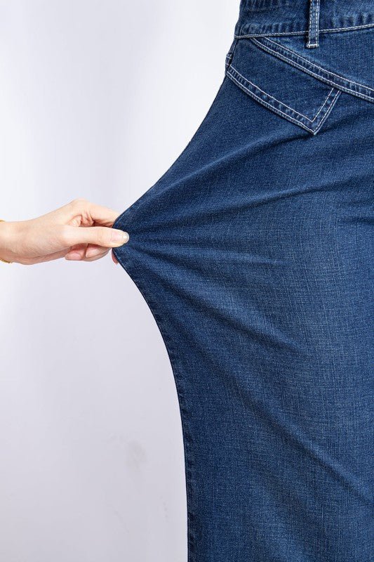 Denim Stitch High - Waist Cuff Jeans - Blu Lotus Boutique