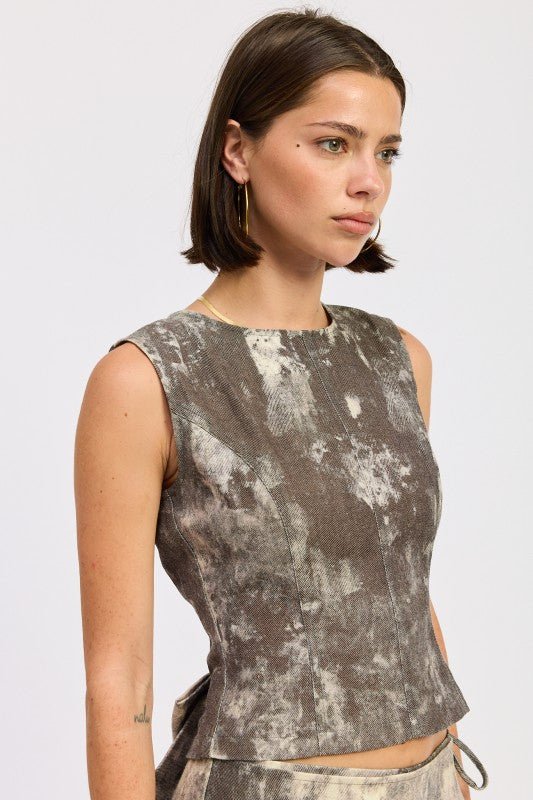 DENIM TANK TOP OPEN BACK TIE - Blu Lotus Boutique