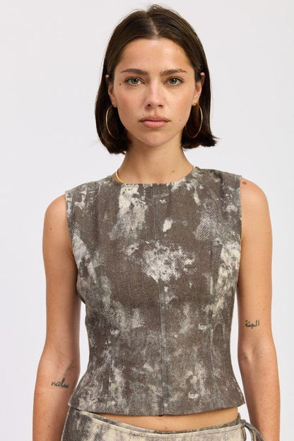 DENIM TANK TOP OPEN BACK TIE - Blu Lotus Boutique