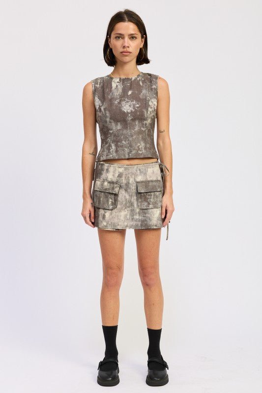 DENIM TANK TOP OPEN BACK TIE - Blu Lotus Boutique