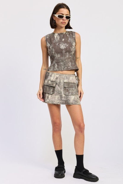 DENIM TANK TOP OPEN BACK TIE - Blu Lotus Boutique